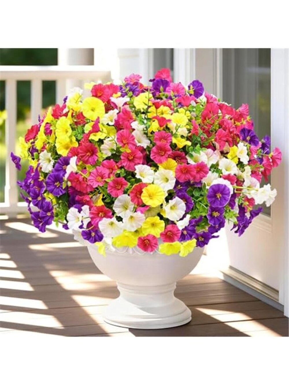 Artificial Morning Glory Flowers 14 Bundles Fake Outdoor Plants UV Resistant Set